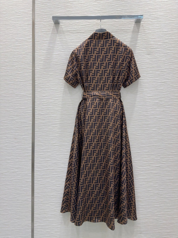 Fendi 2025 Shirt Dress Brown Black Viscose