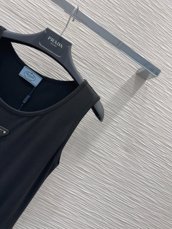 Prada 25 Vest Dress Black Cotton Poliamide