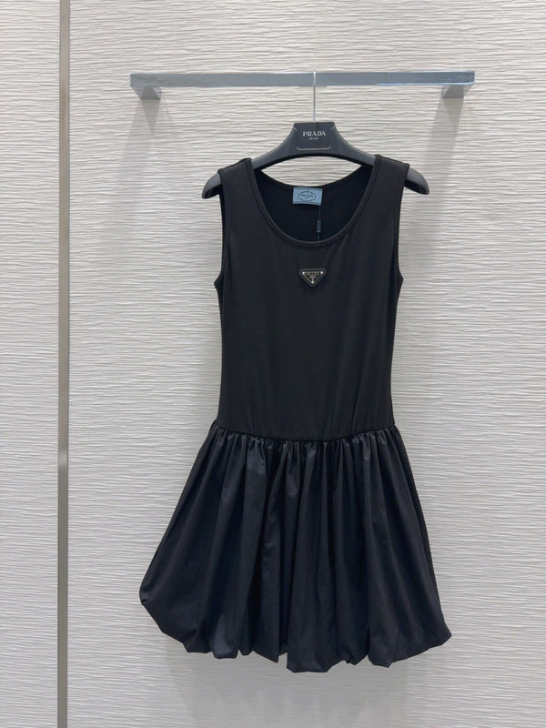 Prada 25 Vest Dress Black Cotton Poliamide