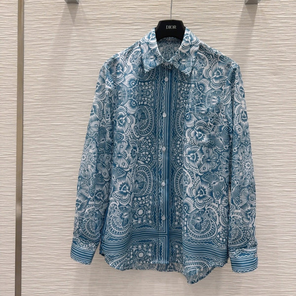CD 25 Pattern Shirt Blue Polyester