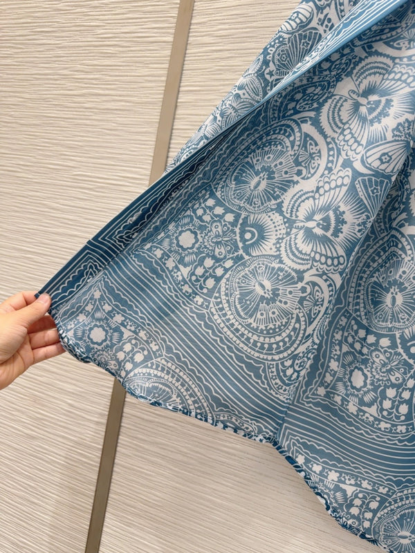 CD 25 Pattern Shirt Blue Polyester