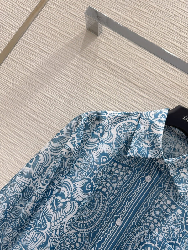CD 25 Pattern Shirt Blue Polyester