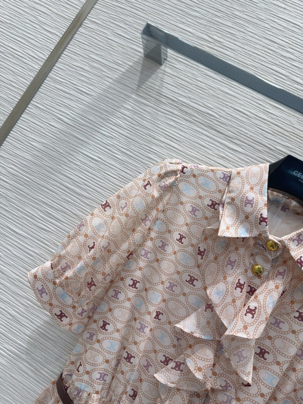 Celine 2025 Pattern Print Dress Light Pink Polyester