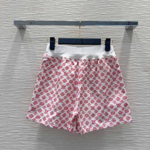 LV 25 Classic Flower Shorts Pink White Poliester