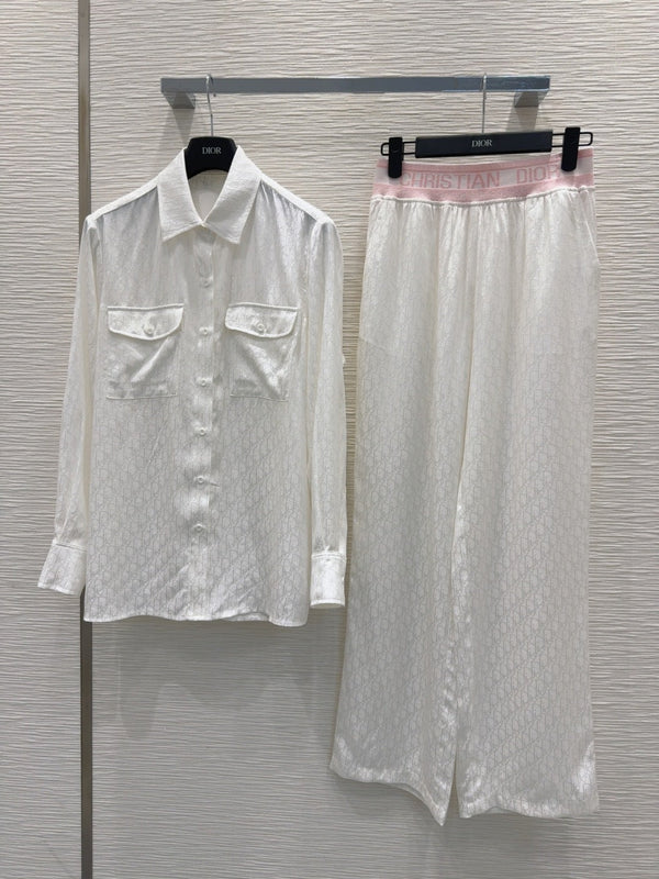 CD 25 Monogram Suit Bianco Seta Cotone