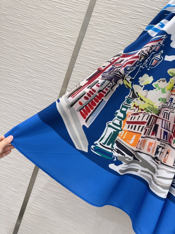 CD 25 Long Skirt Blue mix Colors Polyester