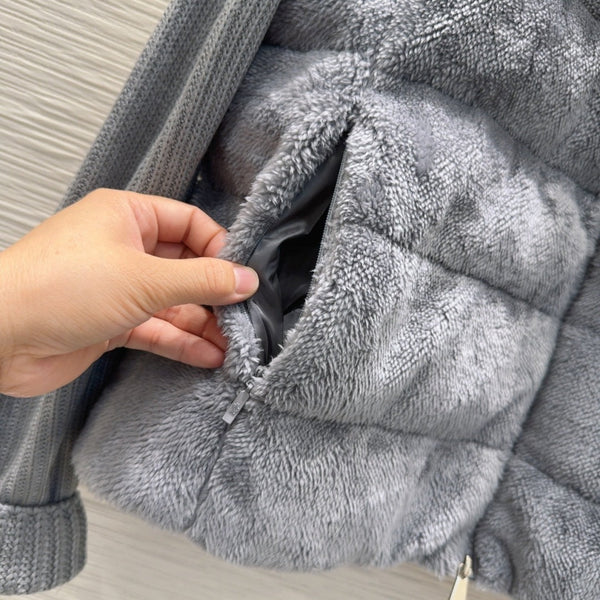 Moncler 25 Jacket Grey Rabbit Fur Mix Wool