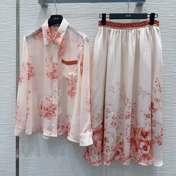 CD 26s Set Shirt Skirt Suit Light Orange Polyester 395008