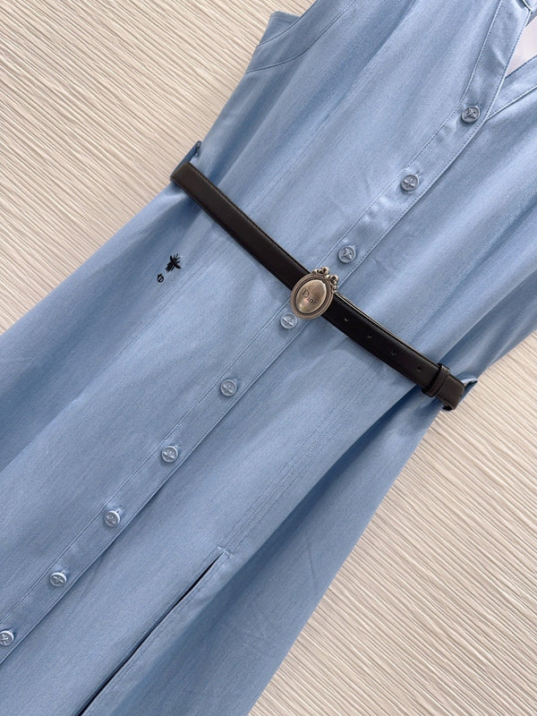CD 26s Sleeveless Shirt Dress Light Blue Cotton Viscose 395003