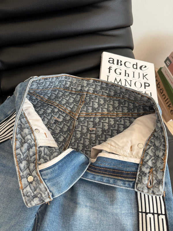 CD 25 Jeans a gamba dritta con cuciture a doppia fettuccia in cotone azzurro