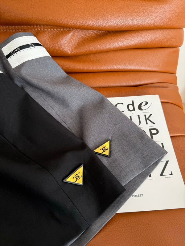 Pantaloncini a gamba larga Celine 25 in poliestere nero e grigio
