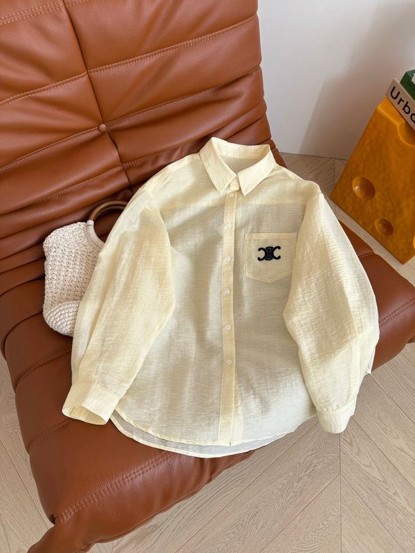 Celine 25 Logo Shirt Yellow and White Cotton