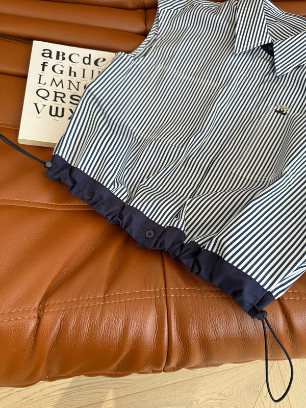 CC 25 Camicia a righe blu navy cotone bianco