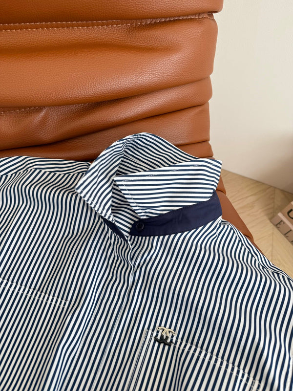 CC 25 Camicia a righe blu navy cotone bianco