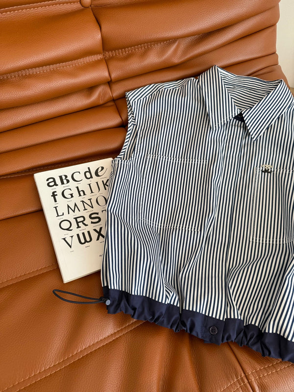 CC 25 Camicia a righe blu navy cotone bianco