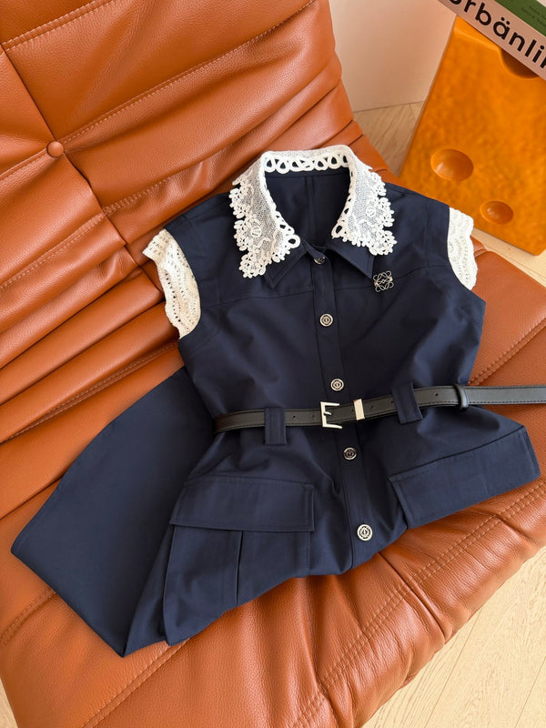 Loew 26s Navy Blue Dress Lace Cotton Polyester 380017