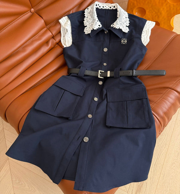 Loew 26s Navy Blue Dress Lace Cotton Polyester 380017