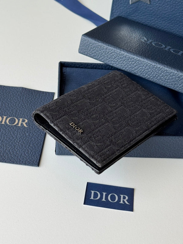 CD Oblique Passport Holder Black Jacquard Cowhide