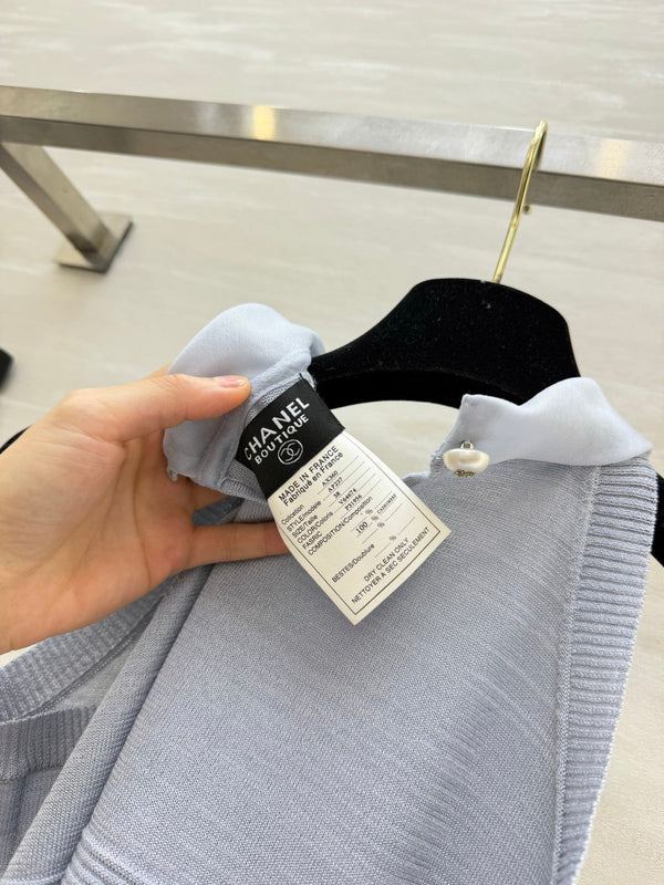 CC Tie-Knit Halter Top Light Grey Cashmere 394170