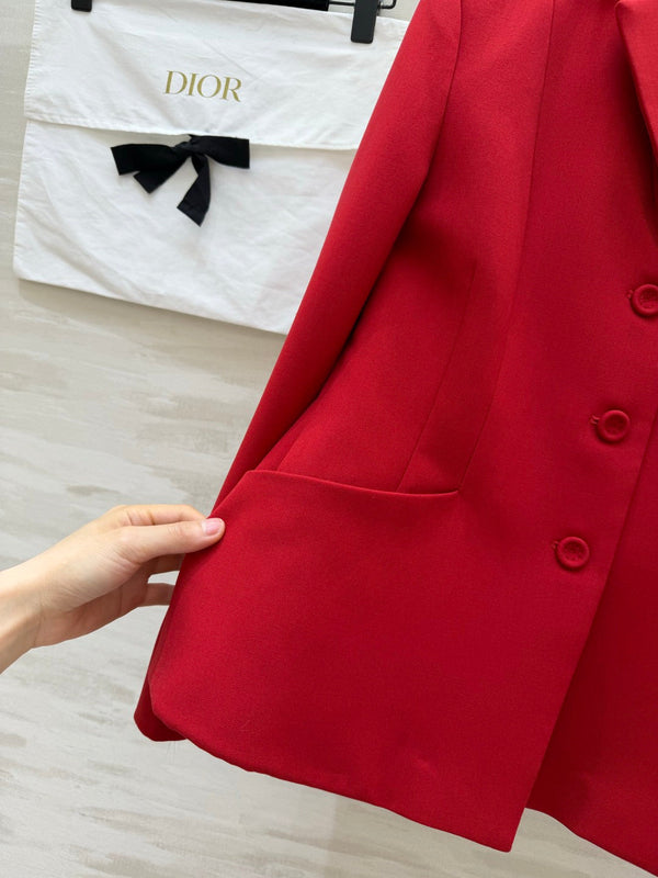 CD 30 Montaigne Bar Jacket Red Wool Silk 394149