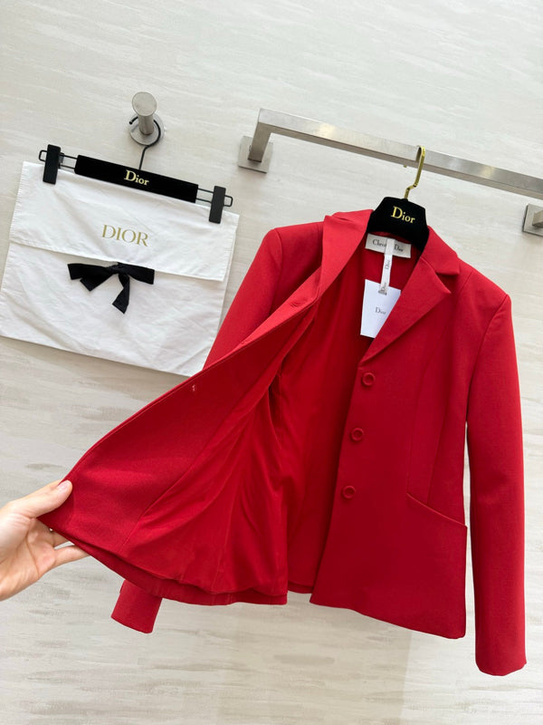 CD 30 Montaigne Bar Jacket Red Wool Silk 394149