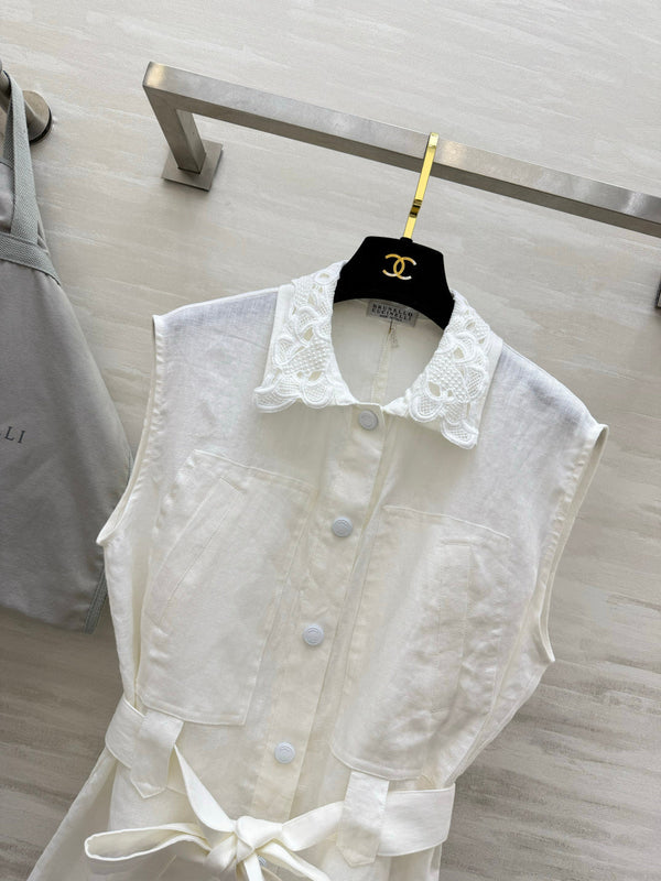 Brunello Cucinelli Vest White Linen 396979