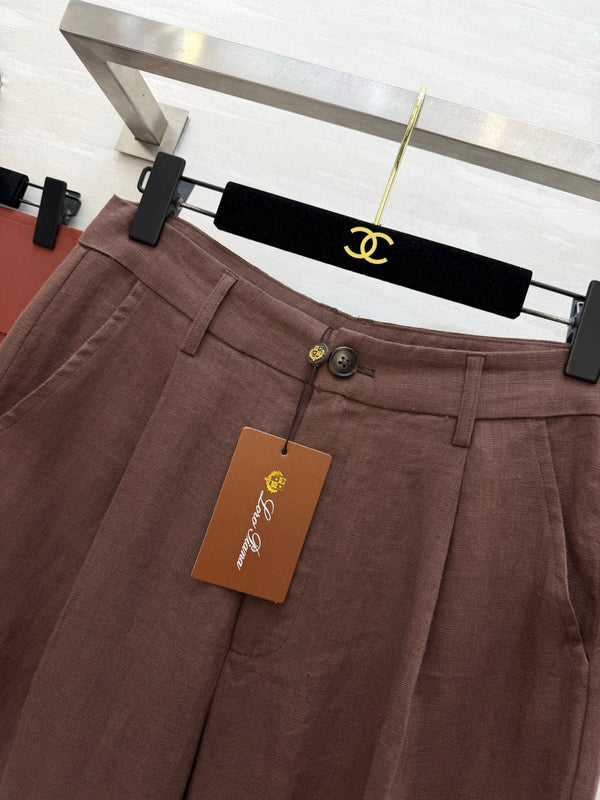 LP 26s Wide-Leg Trousers Brown Linen 398877