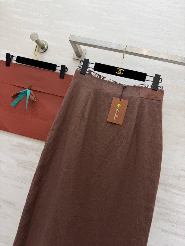 LP 26s Midi Skirt Brown Linen 398881