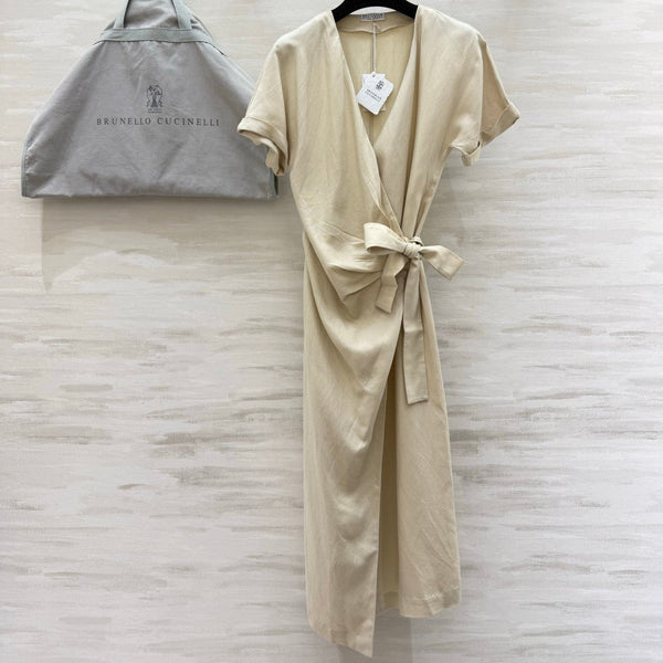 BC 26s Wrap-Effect Dress Viscose Linen 398865