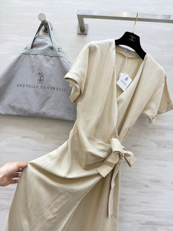 BC 26s Wrap-Effect Dress Viscose Linen 398865