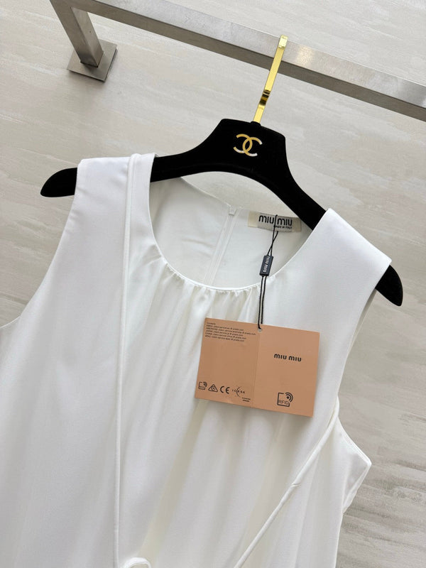 Miu 26s Sleeveless Dress White Denim 398804