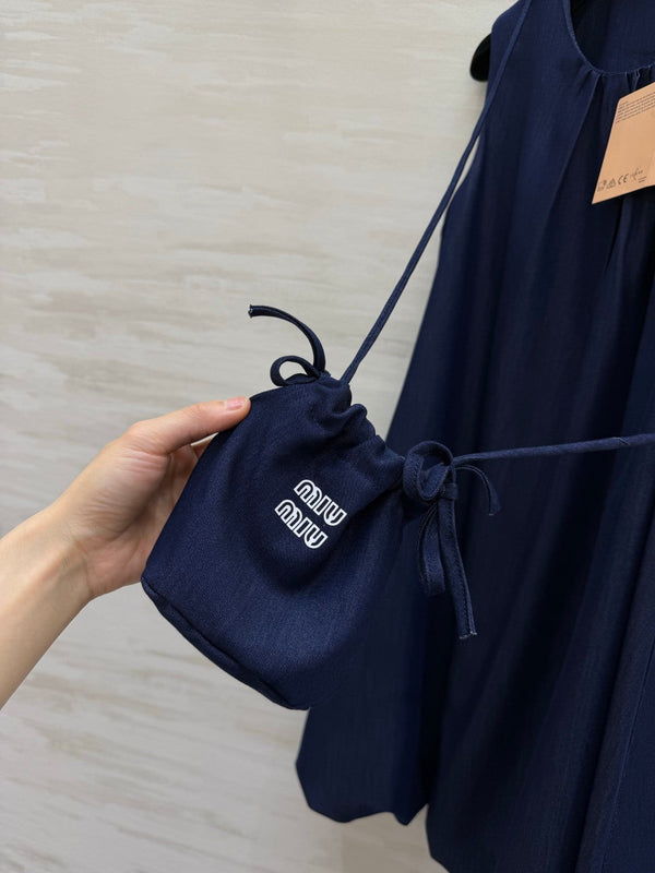 Miu 26s Sleeveless Dress Deep Blue Denim 398806