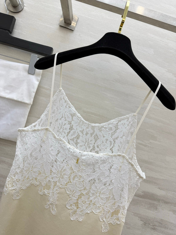 CC 26S Lace-Trim Cami Top Cream White Silk 438840