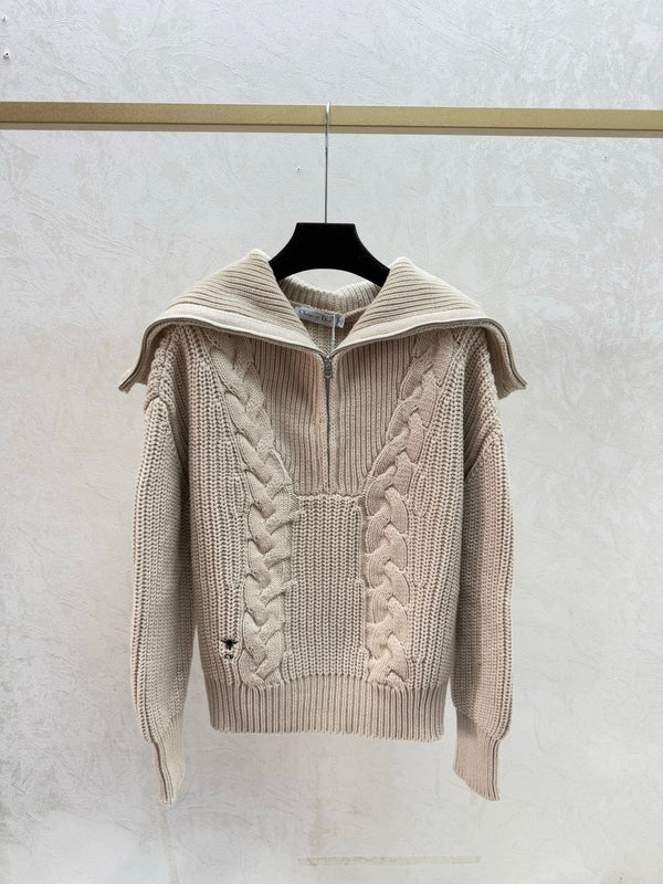Dior Pull Col Montant Zippé en Laine Collection Les Alpes 2025