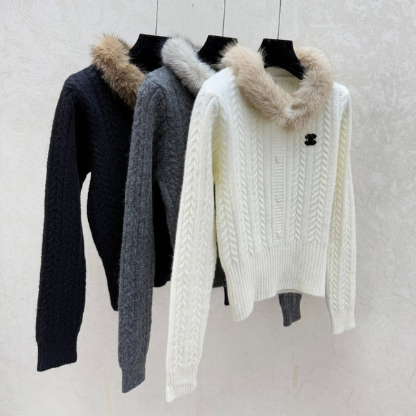 Chanel Cardigan à capuche en maille orné de plumes, manches longues, Laine, 2025 Réf. 716356