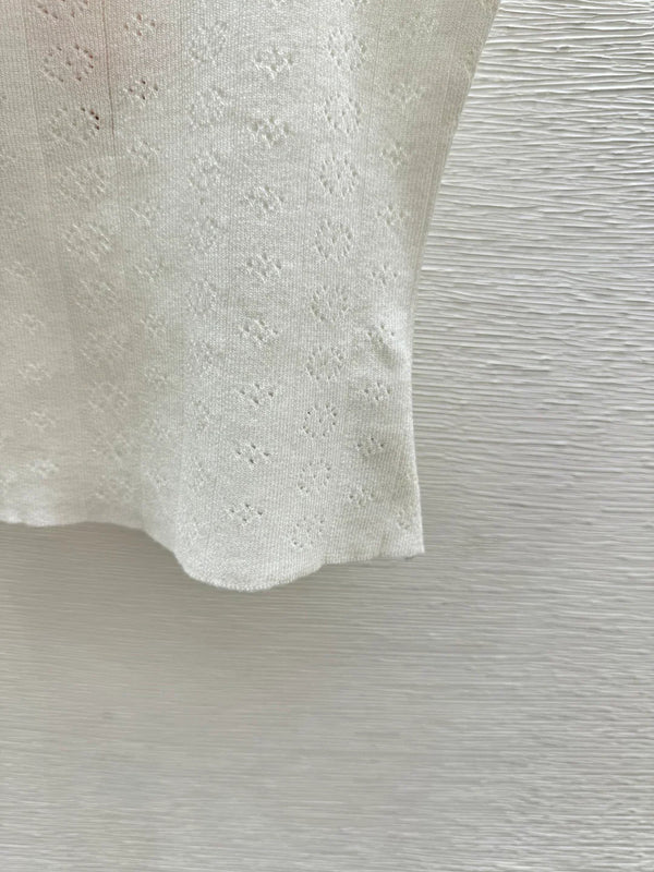 Miumiu 2026 Débardeur en maille blanc et rose Tencel coton 136085