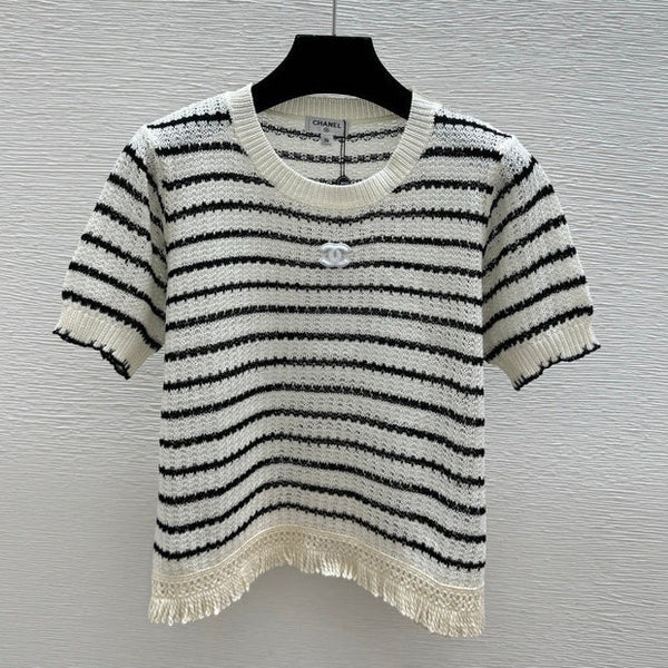 CC 2026 Striped Crew Neck Knit Short-Sleeve T-Shirt Cotton 397732