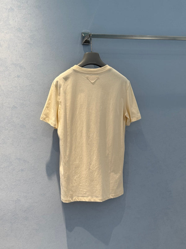 Prada 25 Short Sleeved T-shirt Vest Light Yellow Cotton
