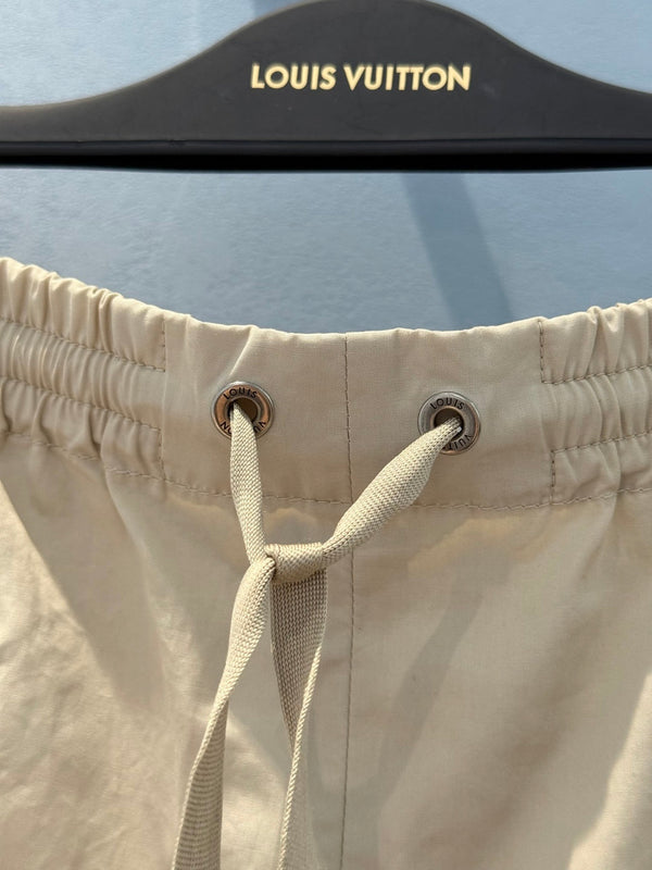LV Unique Pocket Design Trousers Beige White Cotton