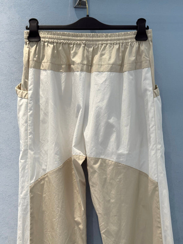 LV Unique Pocket Design Trousers Beige White Cotton