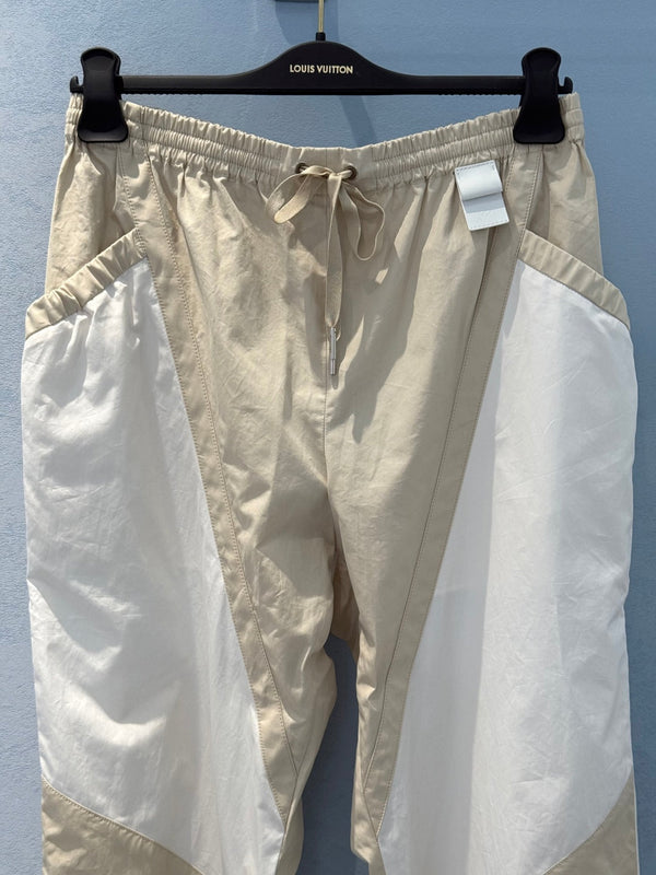 LV Unique Pocket Design Trousers Beige White Cotton