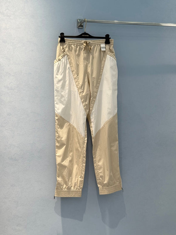 LV Unique Pocket Design Trousers Beige White Cotton