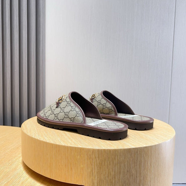 GG Men's Mule Brown Printed Fabric 544373