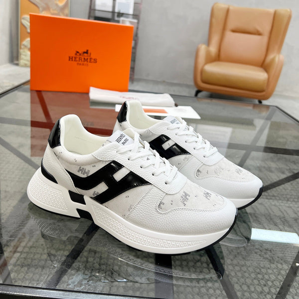 HM Men's Sneaker White Cowhide Fabric 603855