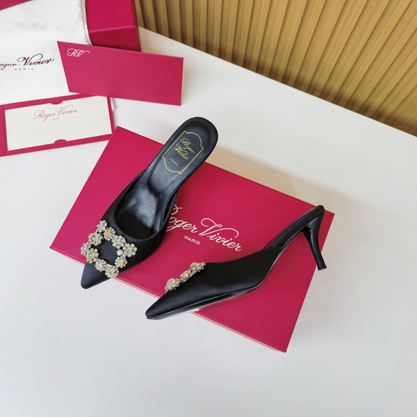 Viv Diamond Mules Nero Seta 247394