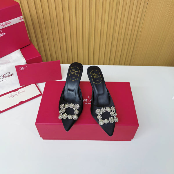Viv Diamond Mules Nero Seta 247394