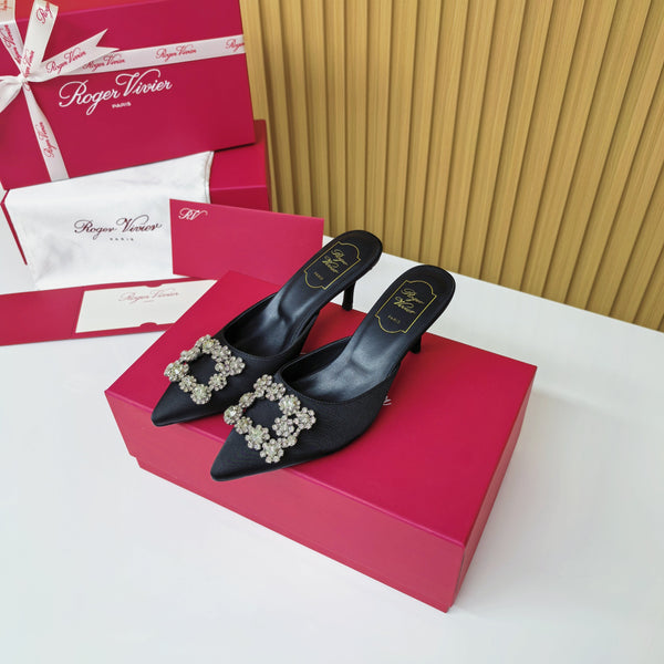 Viv Diamond Mules Nero Seta 247394