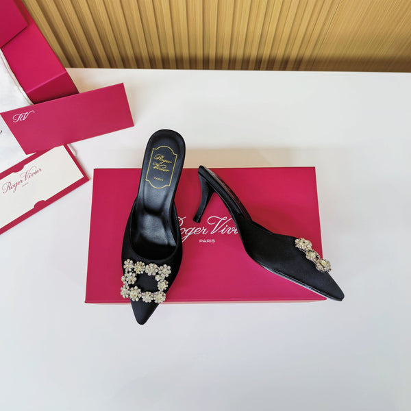 Viv Diamond Mules Nero Seta 247394