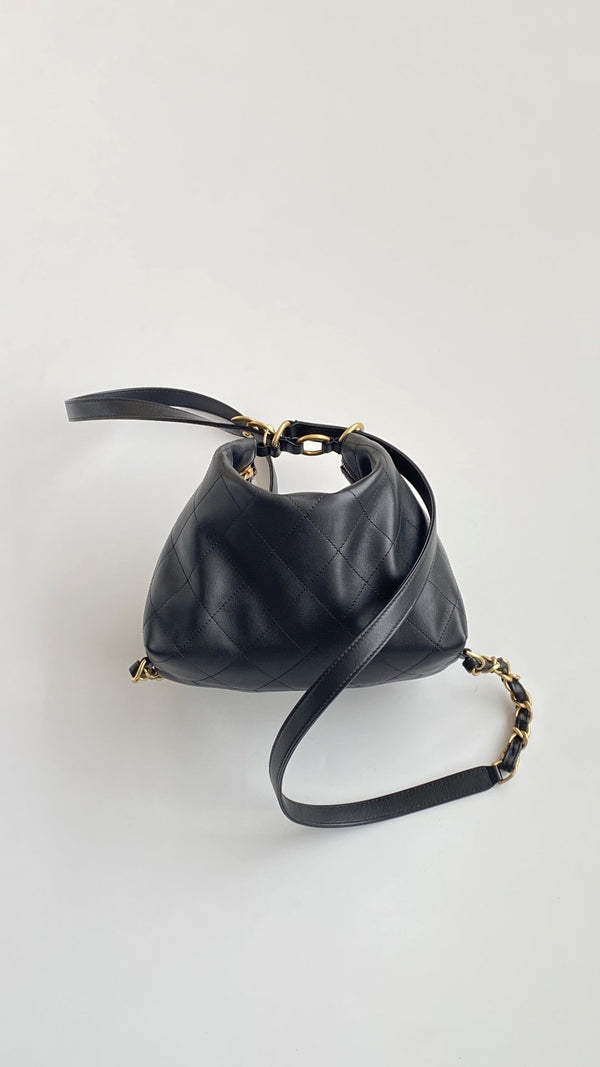 Chanel 25 Hobo Backpack Black Soft Calfskin