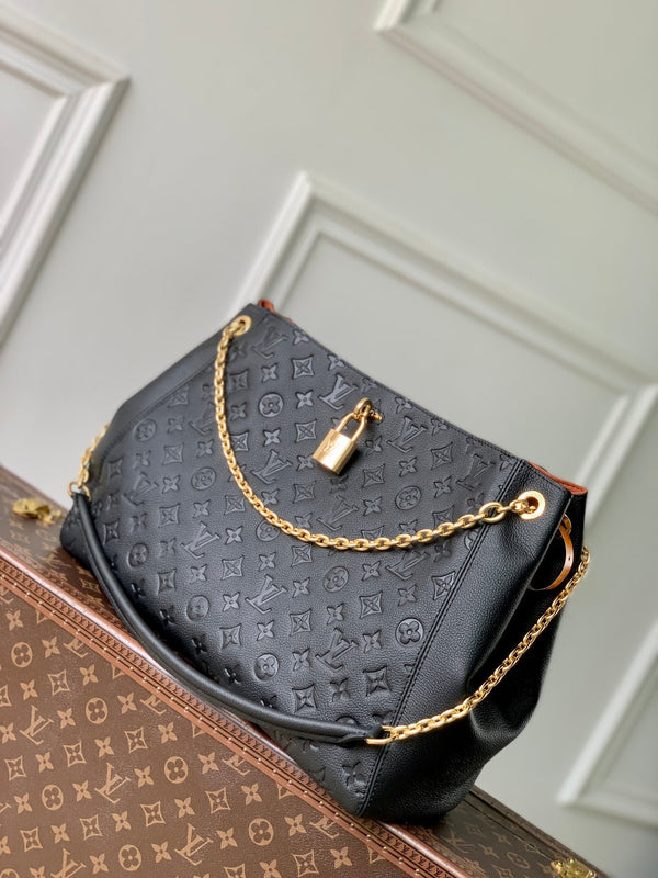 Borsa tote Anytime 42cm in pelle nera e oro Empreinte 250554